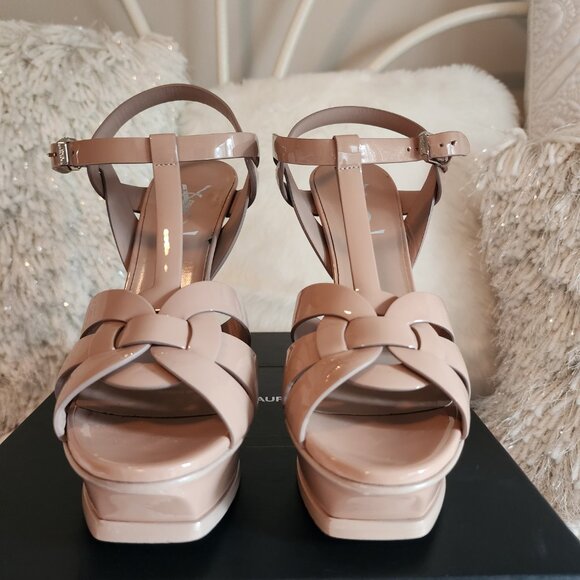 YSL Tribute Platform Sandals Nude Size 7.5 - Picture 5 of 7